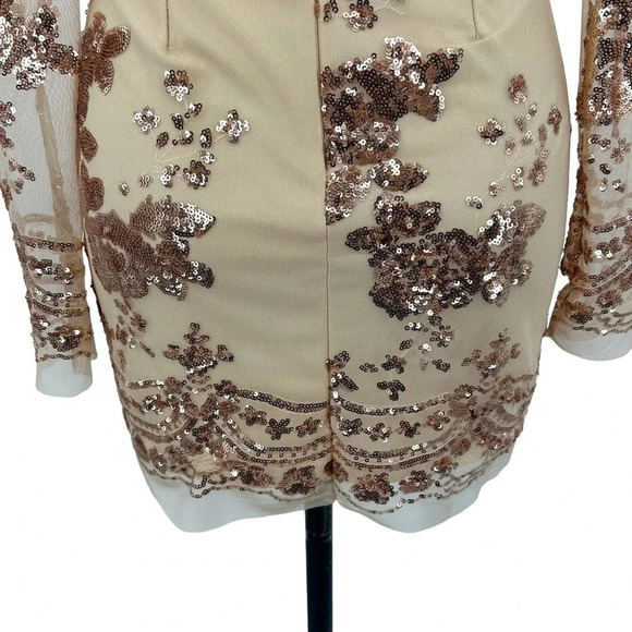Superdown Jessa Deep V Mini Dress in Rose Gold / Beige Size Small‎ - Picture 8 of 11